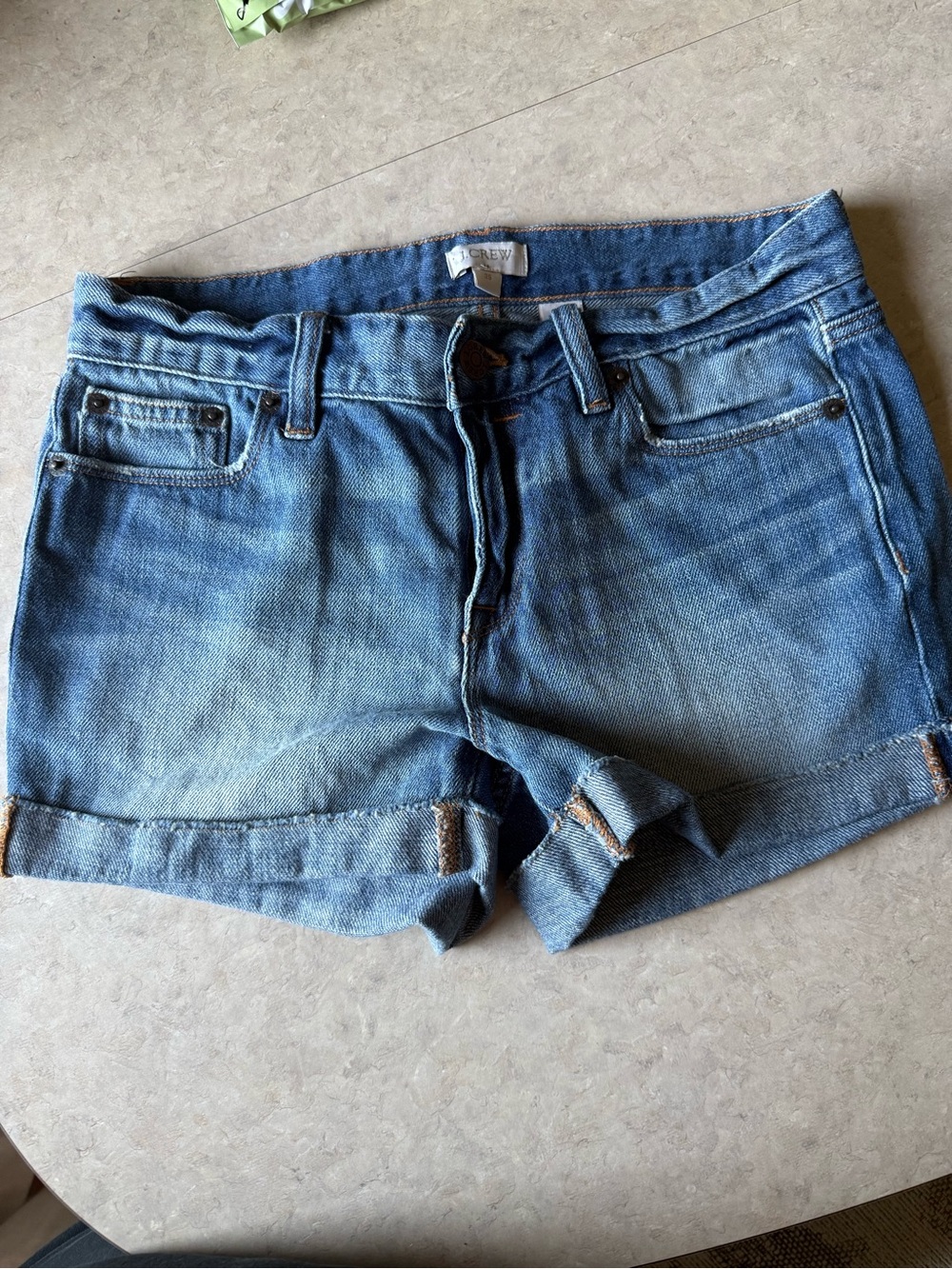 J. Crew Medium Blue Denim Rolled Cuff Jean Shorts
